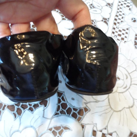 Burberry Black Patent Leather Gray Nova Check Quilted Ballet Flats Size 36.5B - Picture 14 of 16